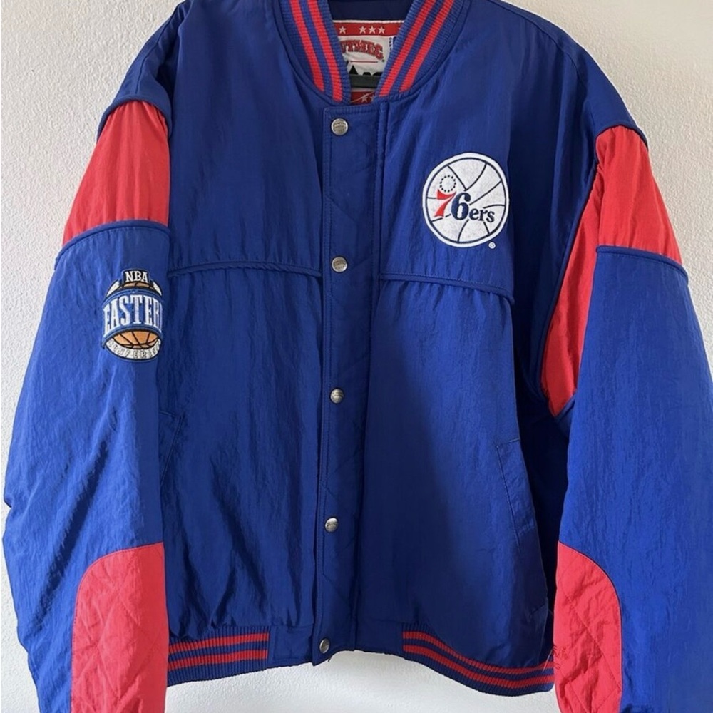 Vintage NBA 76ers Blue and Red Jacket